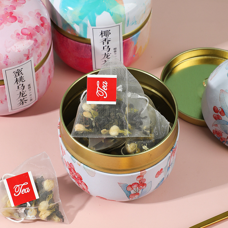 Floral Tea Gift Box Small Jar Set Triangle Packaging Flower Tea Fruit Oolong Tea Set Oolong Tea Fruit Tea Herbal Tea