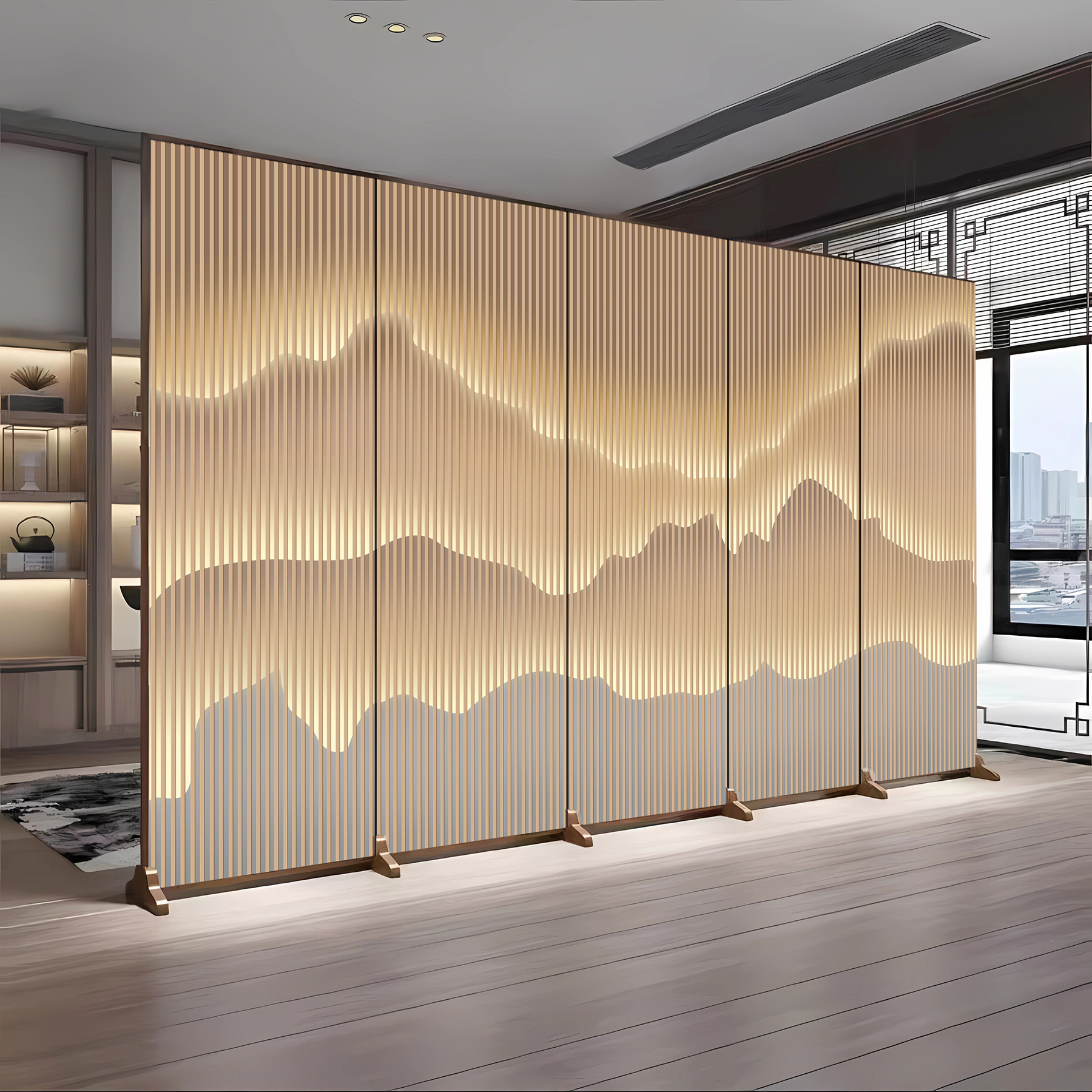 2025 New Custom-Made Chinese Screen Partition Tea Room Company Front Desk Living Room Office Shielding Foldableing Removable