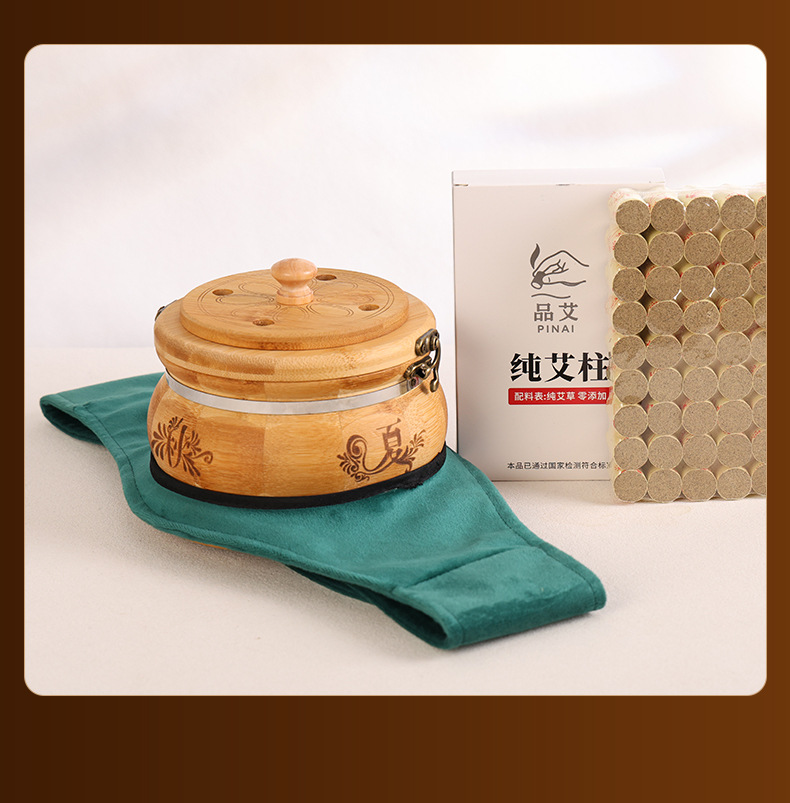 Wooden Moxa Box Portable Moxibustion Warmer for Home Body and Abdominal Heat Therapy with Moxa Stick Holder preparation
