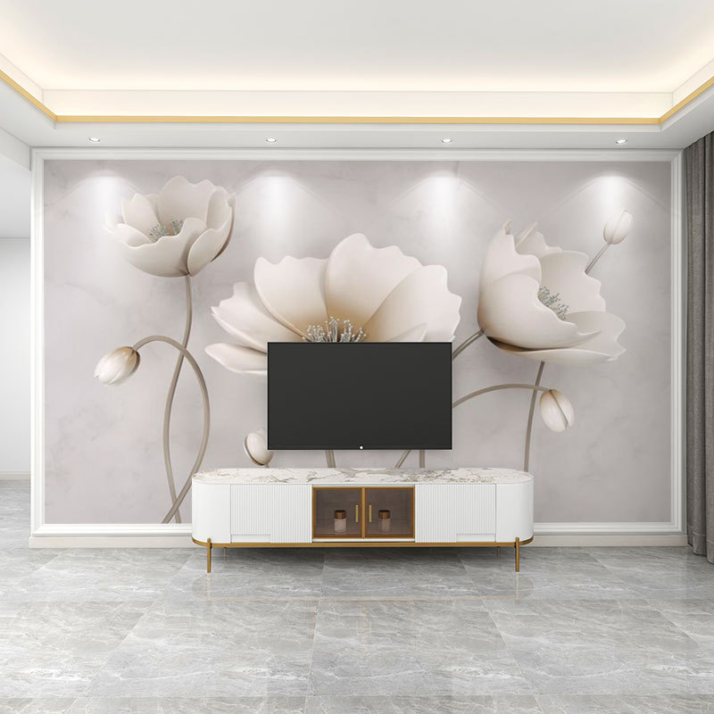 壁紙 3D 立体レリーフフランス花テレビの背景壁壁紙リビングルームの壁布寝室の壁布壁画|undefined