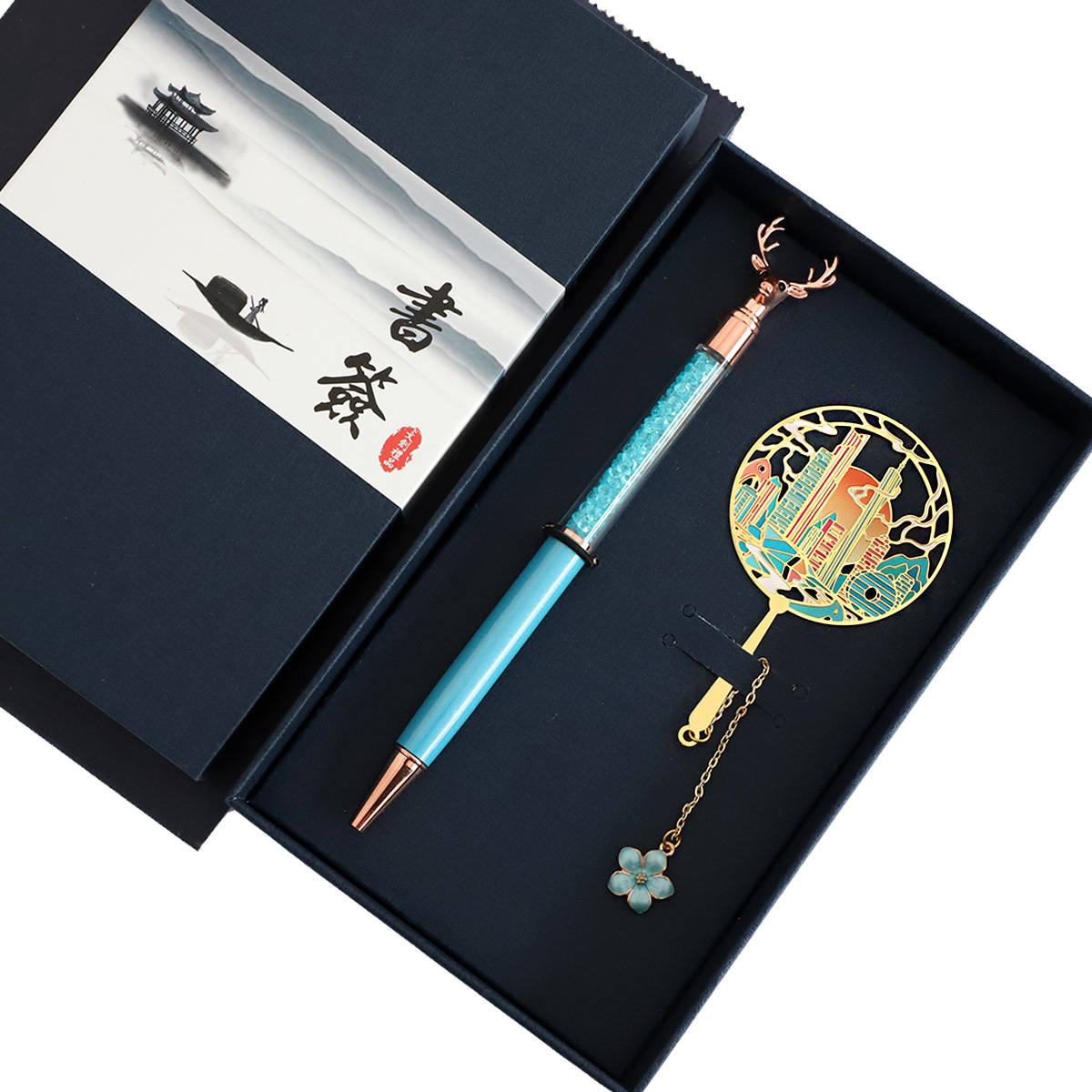 Guangzhou Tower pendant + blue pen (blue box)