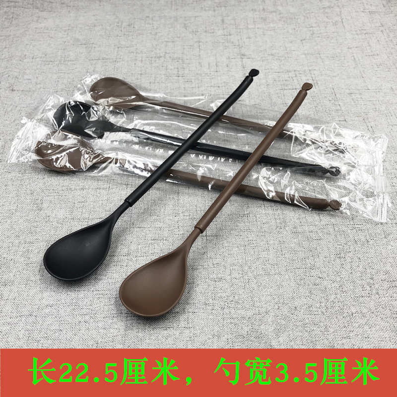 长柄奶茶勺一次性勺子塑料加厚圆柄大勺独立包装加长水果勺100支