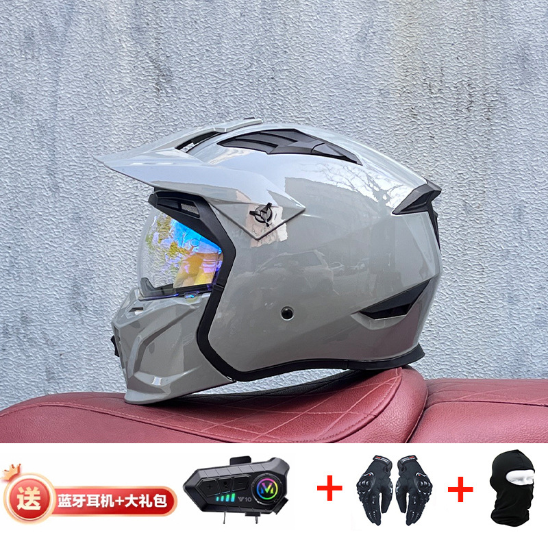 La motocicleta Orz Street Fighter se puede instalar con un casco Bluetooth para hombres y mujeres, un casco completo, una locomotora de cuatro estaciones, un casco combinado 3C extraíble retro