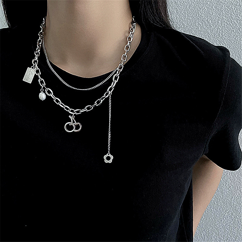 Fashion Heart Shape Titanium Steel Plating Necklace 1 Piece