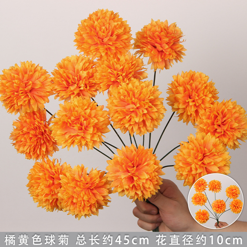 Flores de imitación naranja peonía naranja hortenida neblina orquídea flor flor de boda seda naranja