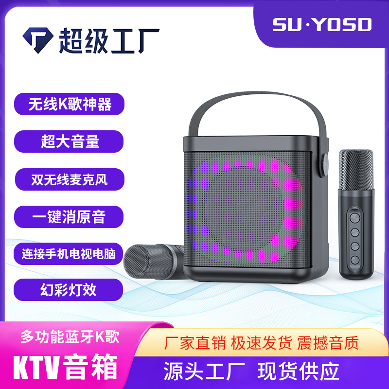 Ys-307 Karaoke Bluetooth Speaker Dual Microphone Card-Inserting Audio Microphone Integrated Karaoke Instrument Sound Card