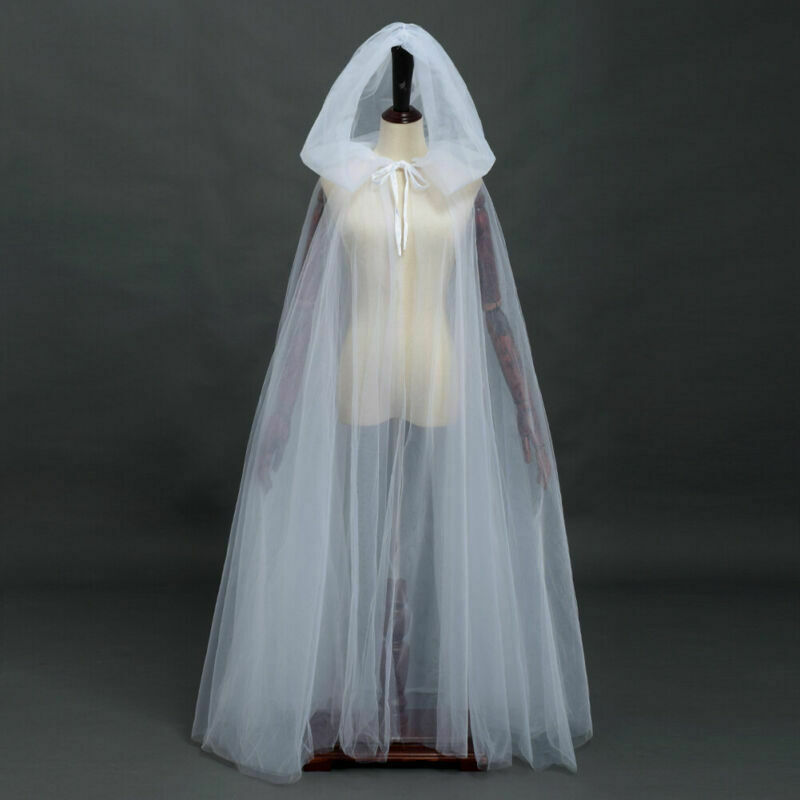 2021外国貿易ハロウィーンマント二重ネット糸帽子花嫁マント吸血鬼魔女風衣レースシャツ白|undefined