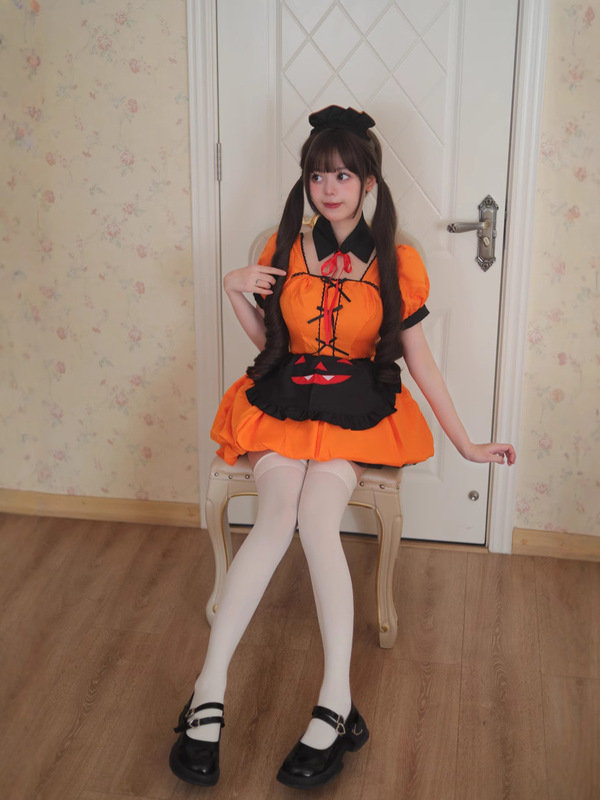 オリジナルクロスボーダーアマゾンハロウィンかぼちゃのメイド服コスプレ服ロリータかわいい二次元女|undefined