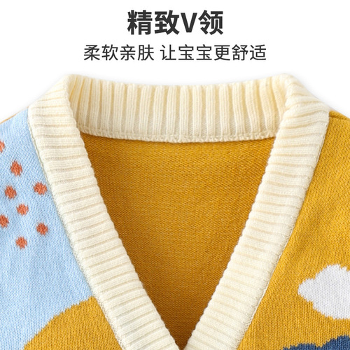 Rustic Style Soft Baby Vests Cardigan A Class Warm Knitting Children Vests Spring and Autumn Baby Knitted Cardigan