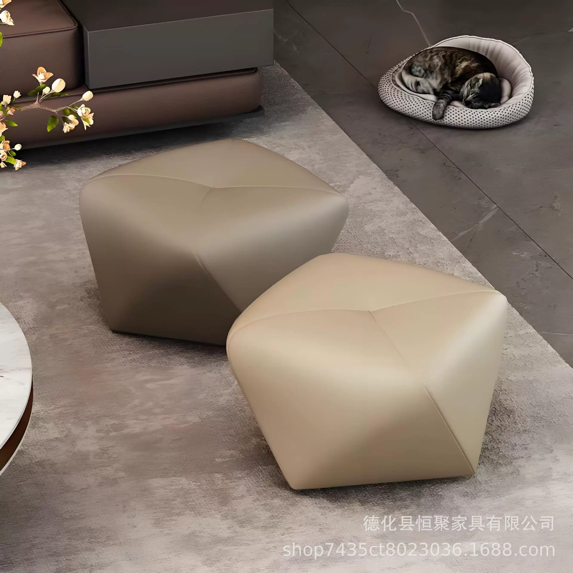 工厂直销坐墩八角软包换鞋凳整装家用皮质懒人凳子支持一件代发