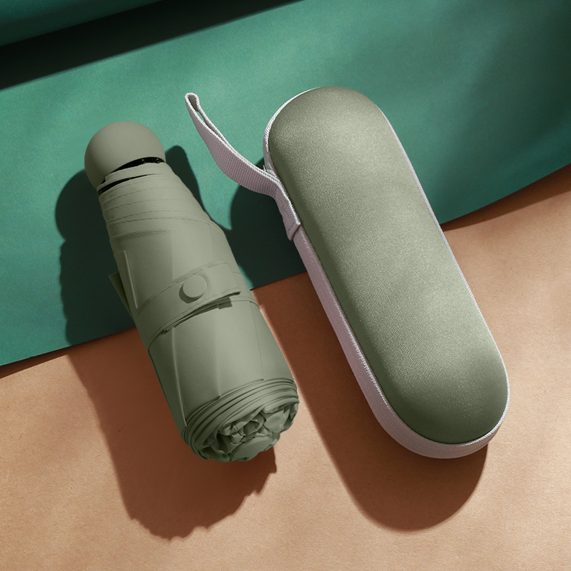 Paraguas de sol paraguas cinco veces protección solar de ocho huesos protección solar protección UV protección ultraligera pequeña cápsula plegable soleada y lluviosa paraguas publicidad paraguas