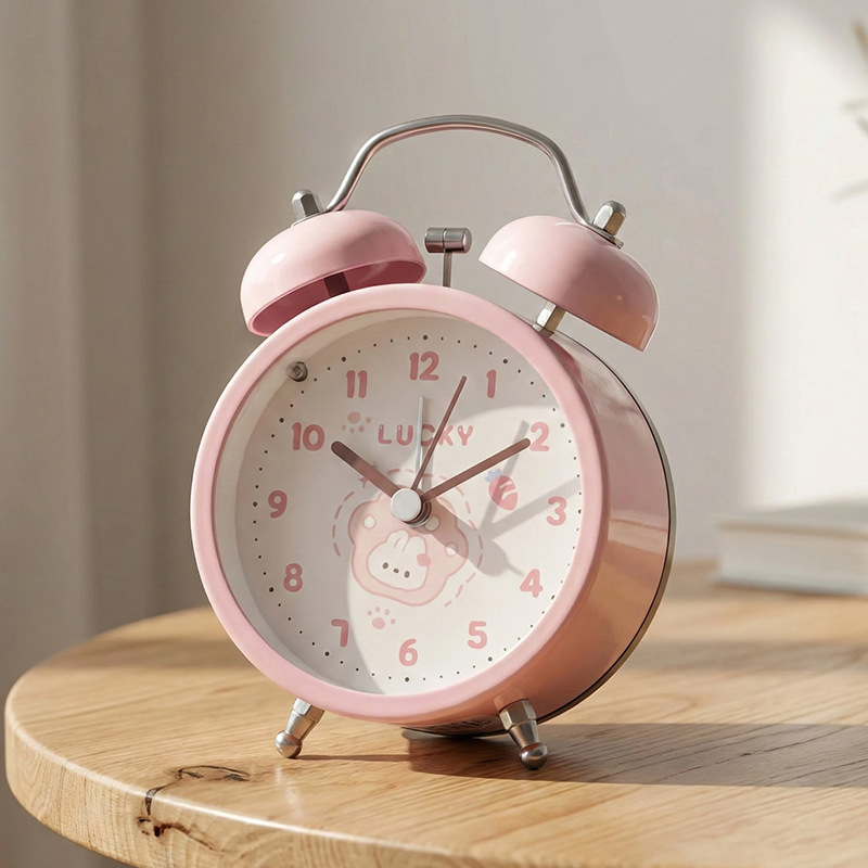 Nuevos estudiantes de secundaria y secundaria transfronterizos timbre de escritorio de metal pequeño reloj de despertador para niños lindos dormitorios animados mini despertador image 3
