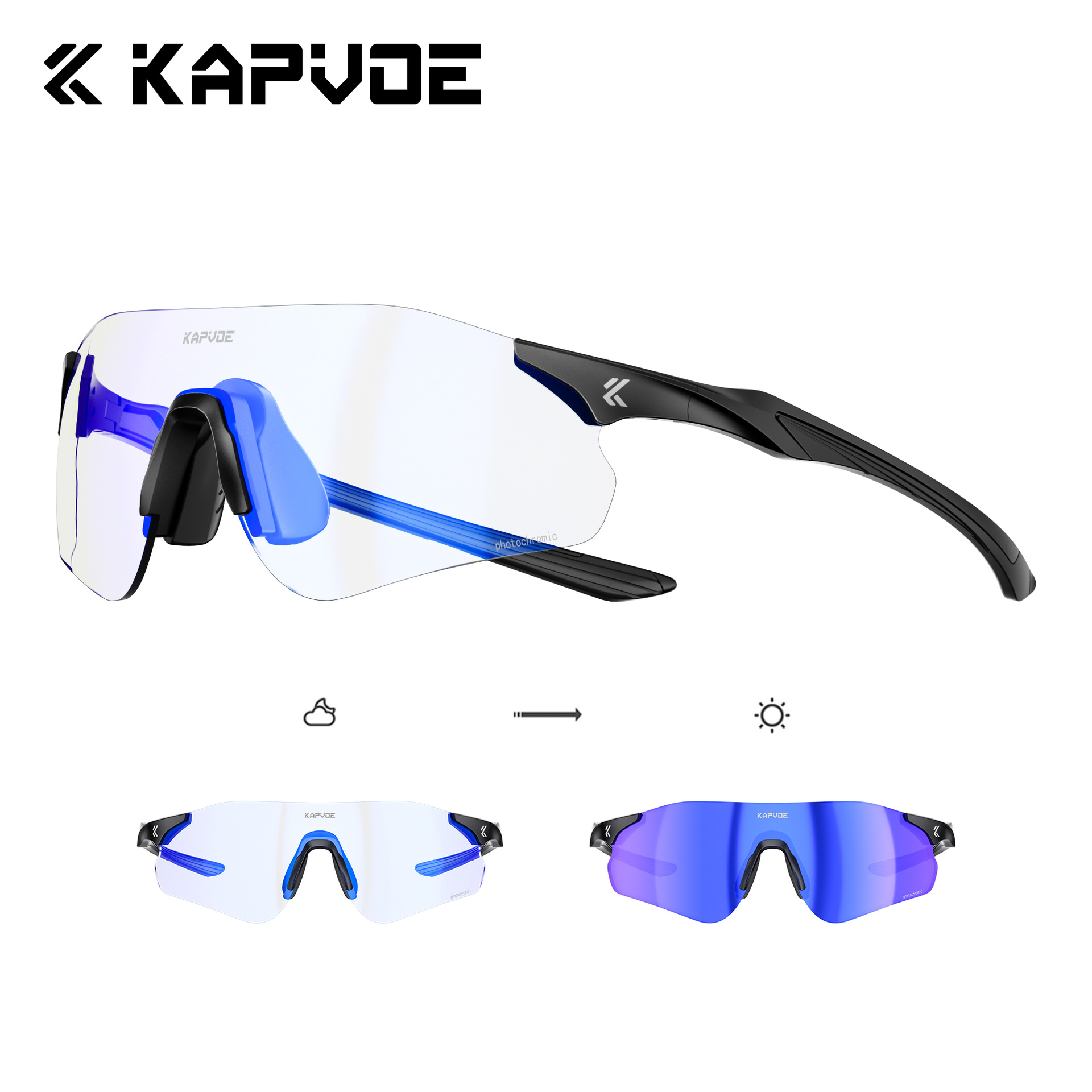 Gafas Fotocromáticas para Ciclismo y Correr de TR90, Fotocromático y Cortavientos, para Ciclismo y Escalada image 8