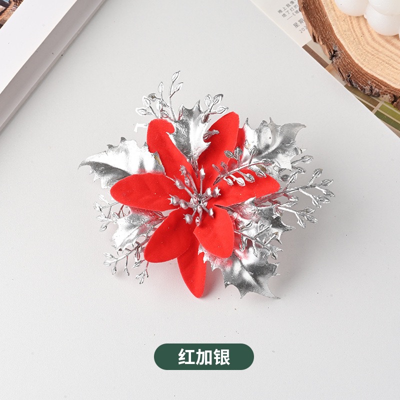 Decoración de Navidad flor de imitación de flores de polvo de oro accesorios de guirlanda de nieve multicolor opcional 12cm decoración de vacaciones image 11
