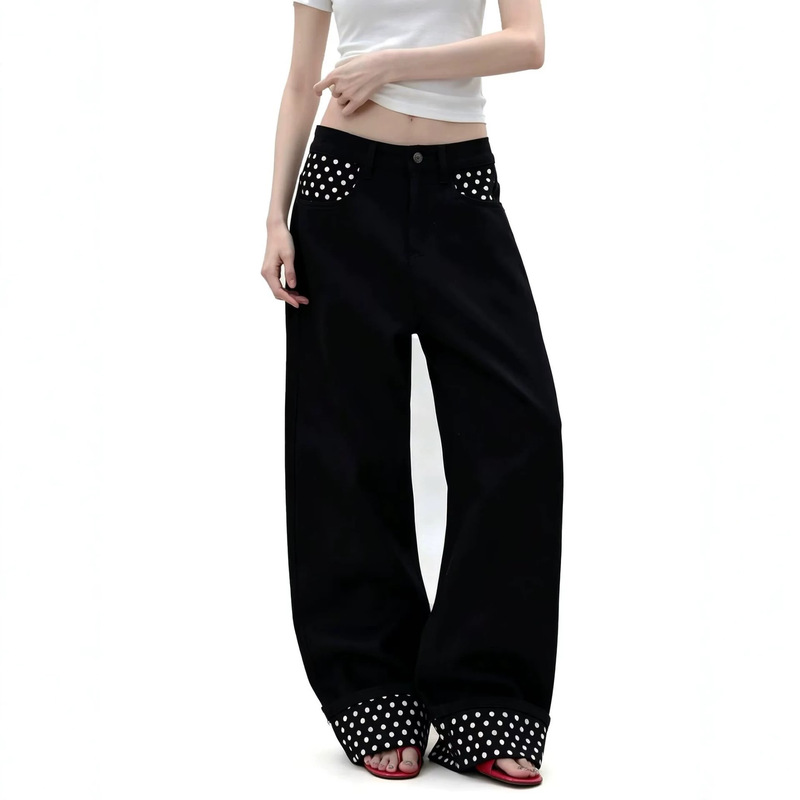 Plus-size American retro rivet cross-cut jeans for men and women, high street style, loose fit, slimming, drapey, wide-leg casual pants Plus-size American retro rivet cross-cut jeans for men and women, high street style, loose fit, slimming, drapey, wide-leg casual pants