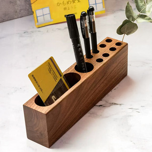 Pen Holder Office Desk Pen Holder Acacia Wood Solid Wood Business Card Pen Stationery Storage Rack Beautiful Desktop Decoration