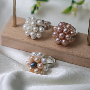 Natural Freshwater Pearl Ring Bead Opening Adjustable Live Advertising Promotional Jewelry Gift Spot Wholesale