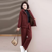 洋气妈妈装加绒休闲运动套装2025新款时尚中老年秋冬两件套