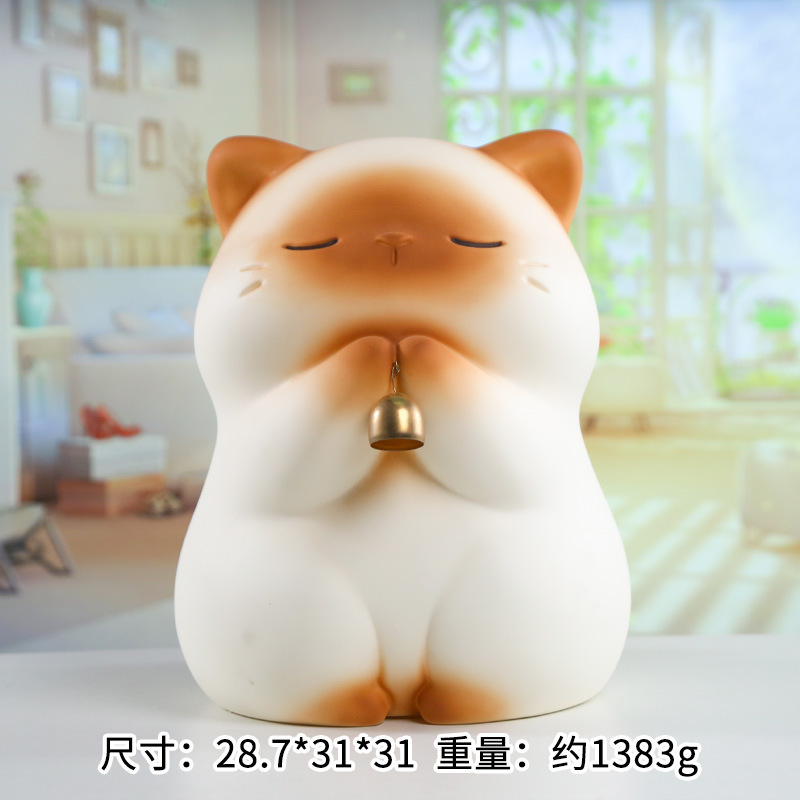 福瑞猫猫大号摆件卡通可爱招财猫桌面摆件萌趣创意设计存钱罐批发|undefined