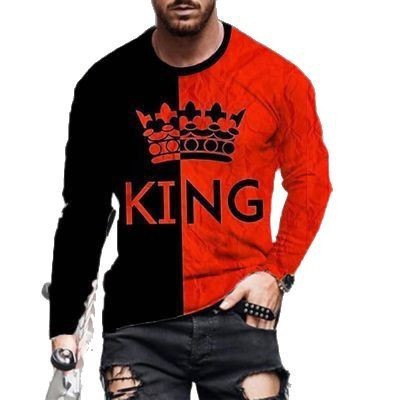 European Station Autumn New Men's Plus Size Long Sleeve T-Shirt 3D Digital Printing Fashion Trend