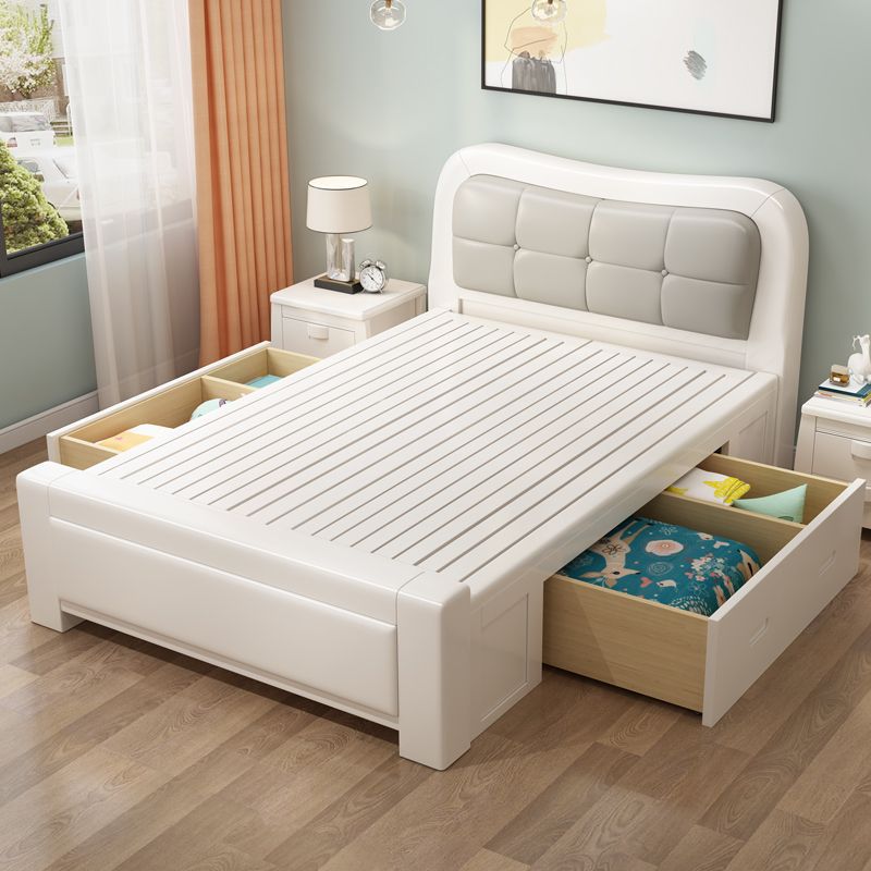 Arctic Velvet Solid Wood Single Bed, Small Apartment Bed for Teenagers' Guest Room, Solid Wood Bed (Cotton and Linen/Leather Optional)