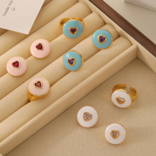 新款韩国微镶锆石爱心滴油戒指女小众高级感轻奢简约百搭气质指环