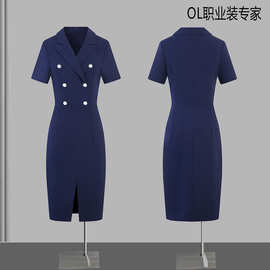 高级感气质职业连衣裙美容院工作服空姐制服夏季短袖通勤批发