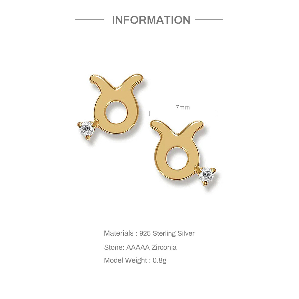 3g Weight Zircon Inlay Material Ear Studs Classification 1 Pair Quantity Daily Occasion 925 Sterling Silver Material Constellation Pattern Women'S Gender Inlay Design Simple Style Style 1 Pair 925 Sterling Silver Zircon Constellation Ear Studs 无