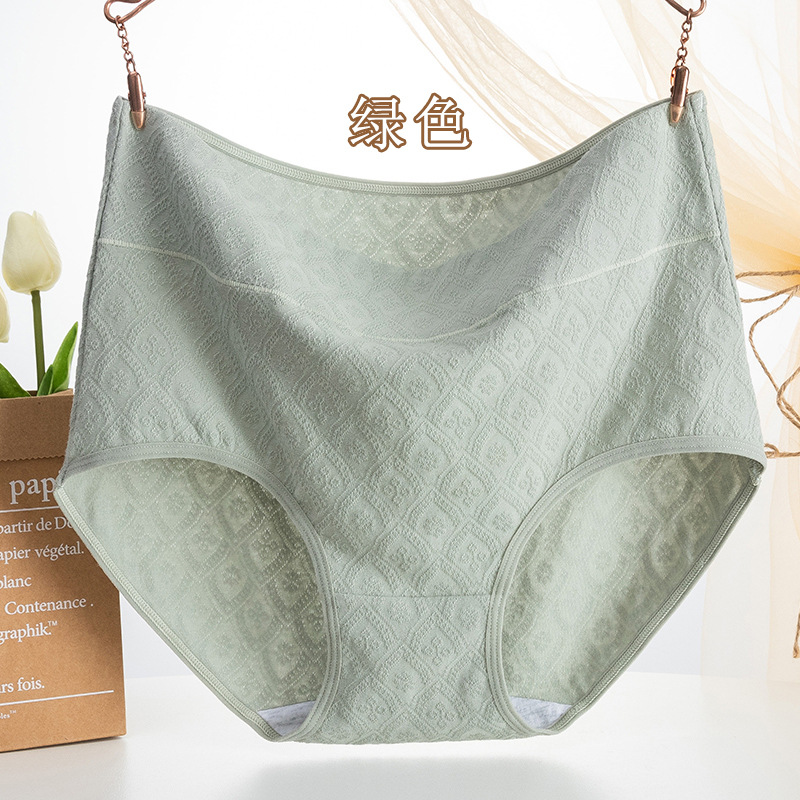 Gran tamaño cintura alta algodón en relieve jacquard cómodo sin costuras bolsa tridimensional cadera mediana y anciana cintura alta vientre entrepierna de algodón