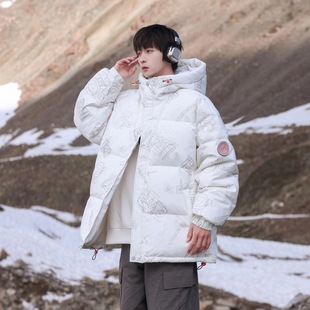 Cross-border 2024 autumn and winter new hooded down jacket men's winter Korean trend loose warm cold-resistant jacket
