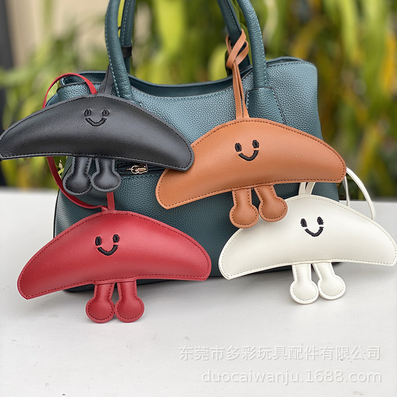 New Cute Leather Doll Bread Horn Doll Creative Bag Pendant Keychain Pendant Bag Charm Pendant