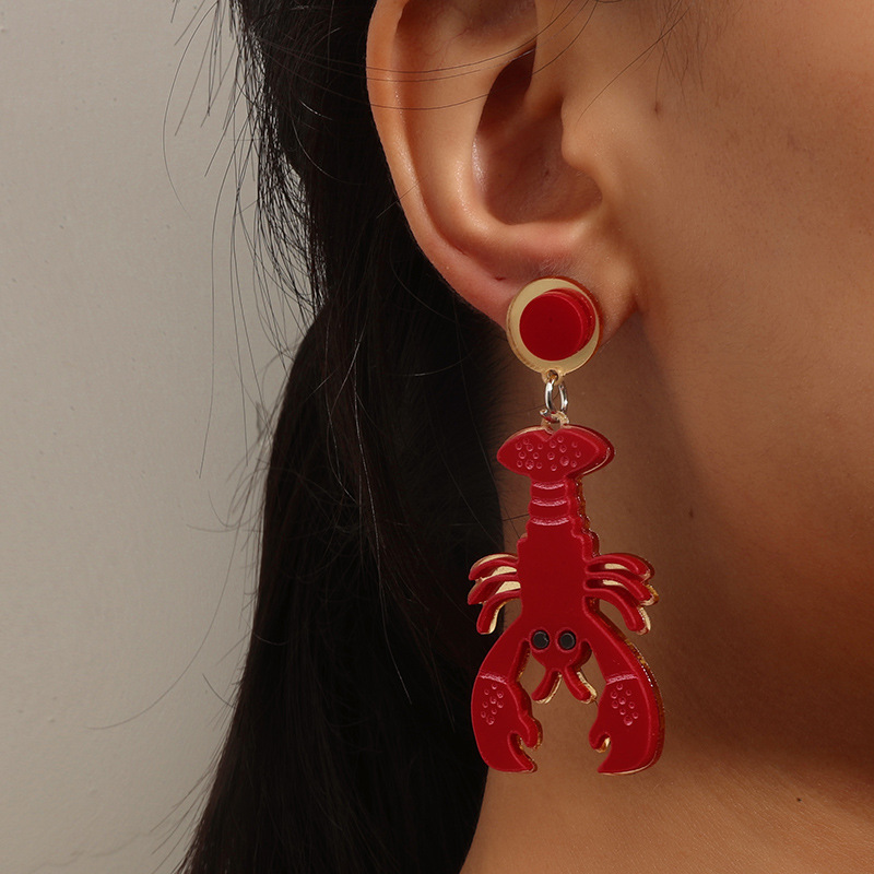 Wholesale Jewelry Three-dimensional Lobster Earrings Nihaojewelry display picture 1