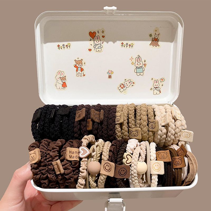 Otoño y invierno curry osos anillo de cabello para mujeres simple cuerdas de cabello de alta elasticidad no lesionar cuerdas de cabello de cola de caballo adornamiento para el cabello