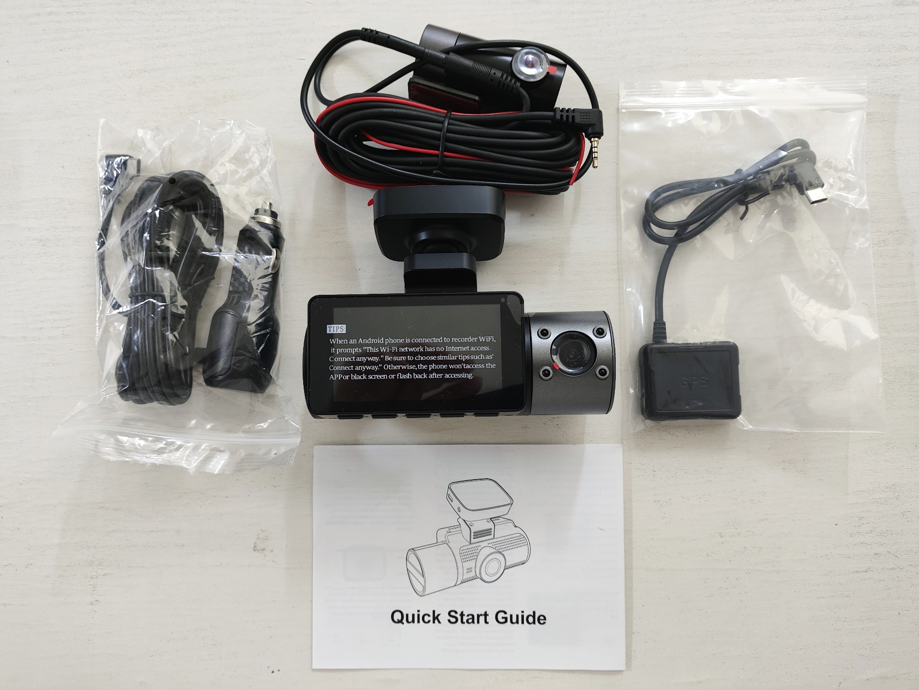 4K+1080P+1080P 3-Lens Dash Cam with Front, Rear, and Interior Cameras, Built-In Gps, High-Definition Night Vision