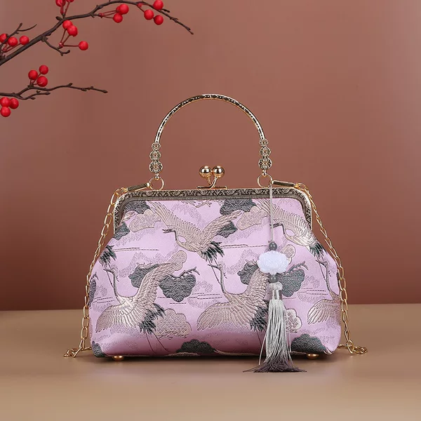 One-Shoulder Crossbody Antique Style Cheongsam Bag Cross-Border Bag New Retro Chinese Style Finished Gold Handbag for Women