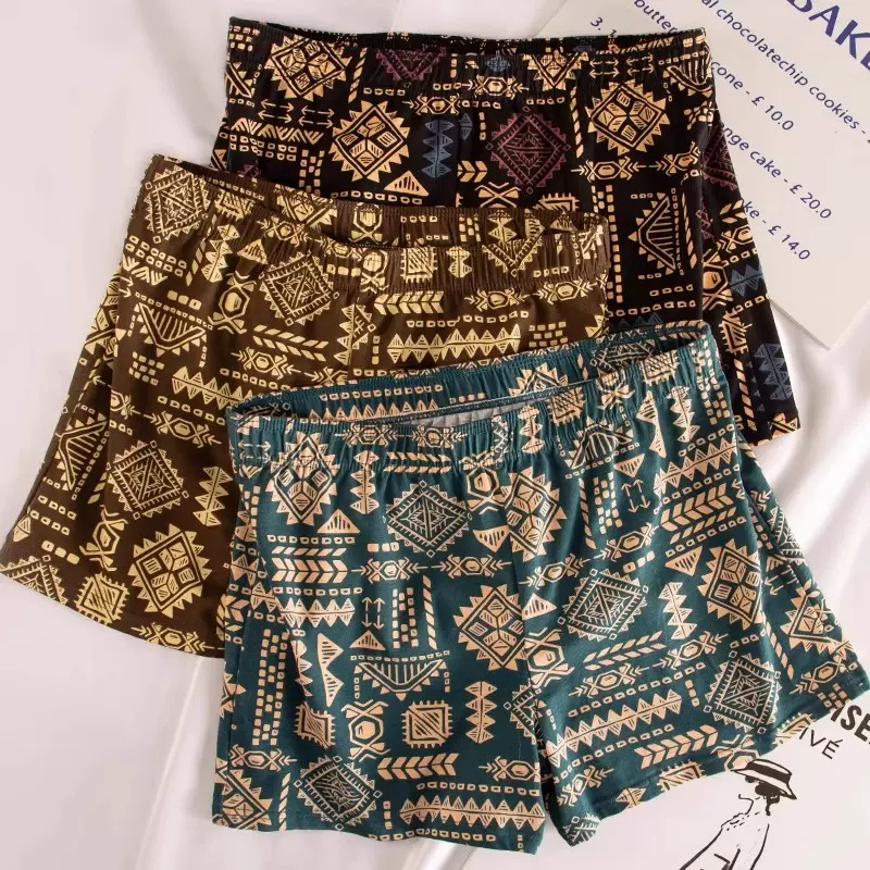 纯棉男士内裤阿罗裤轻奢美式复古民族风高级感透气夏季平角裤舒适