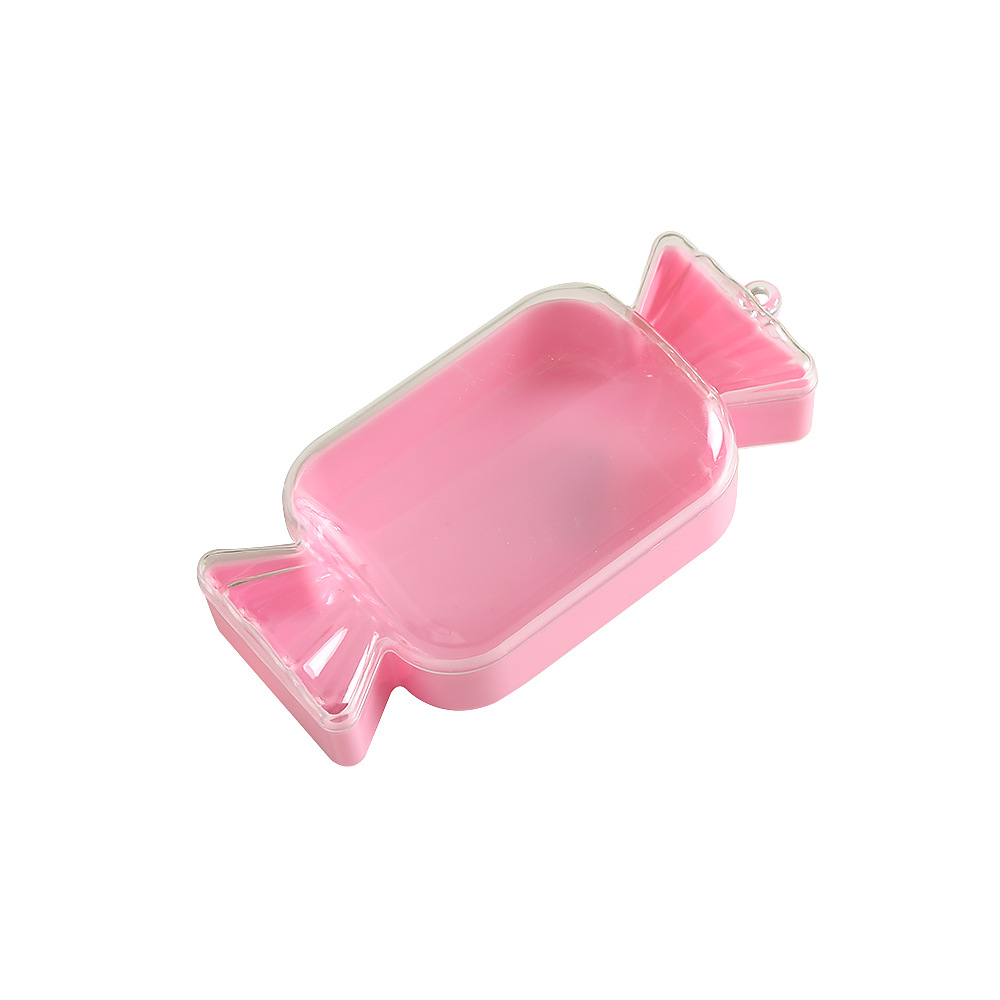 Medio transparente multicolor forma de caramelo anillo para niños aguja e hilo embalaje caramelo boda pestañas banda de goma caja de almacenamiento caja de plástico