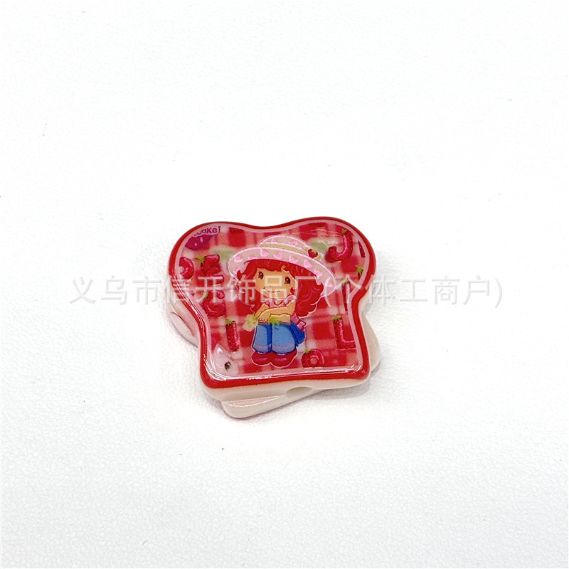 通孔草莓女孩印花异形串珠笔配件手机钥匙链diy手工饰品串珠材料|undefined