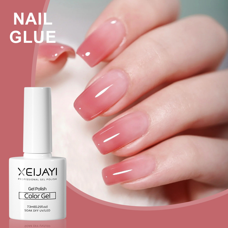 Nail Polish glue nude color ice transparent glue New Internet celebrity popular color jelly nude pink nail phototherapy glue for nail salon
