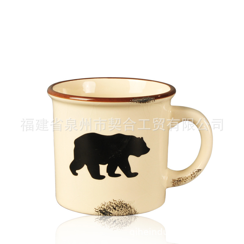 Taza de punto en relieve de esmalte de imitación antigua taza de té de cerámica retro japonesa taza de agua taza de café taza de leche