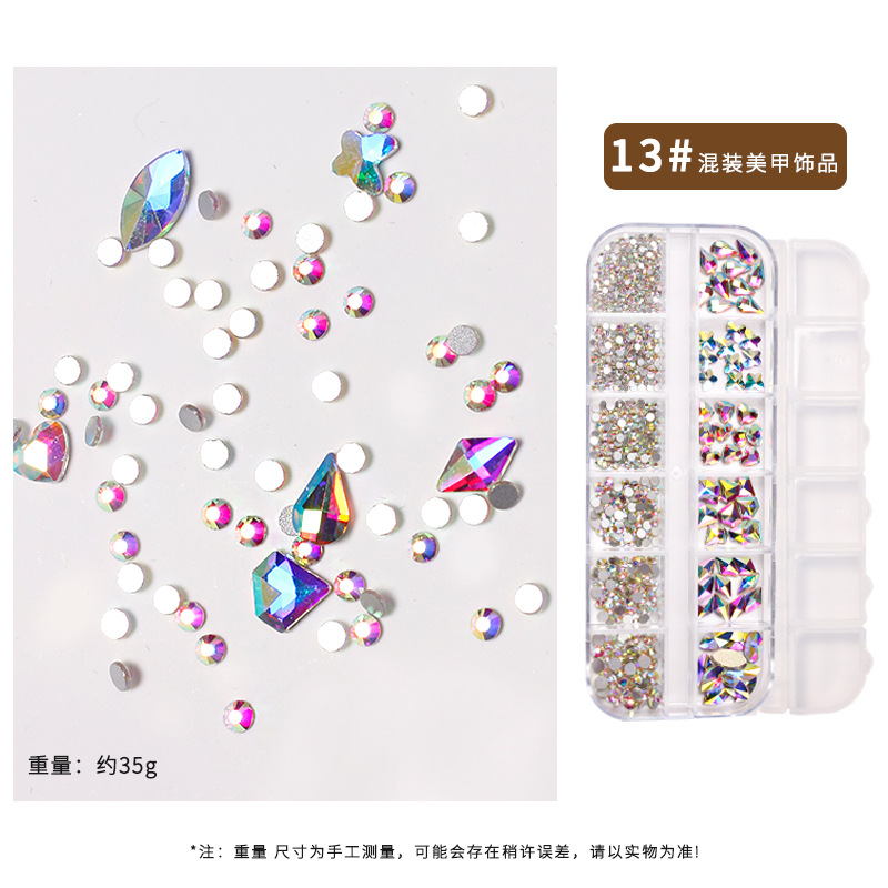 Cadena de uñas popular transfronteriza 12 rejilla joyería diamante en forma especial nueva aleación decoración de uñas Cadena de uñas decoración de metal