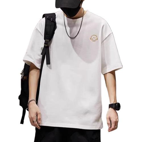 LAZADA Men's Summer Trendy Loose Five-Button Sleeve Comfortable Breathable Men's Casual Crew Neck Top