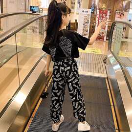 女童夏季套装2026新款网红洋气中大童防蚊裤女儿童时髦短袖两件套