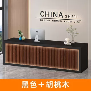 定制现代简约甜品店奶茶店服装店长条格栅柜桌吧台桌接待工作台