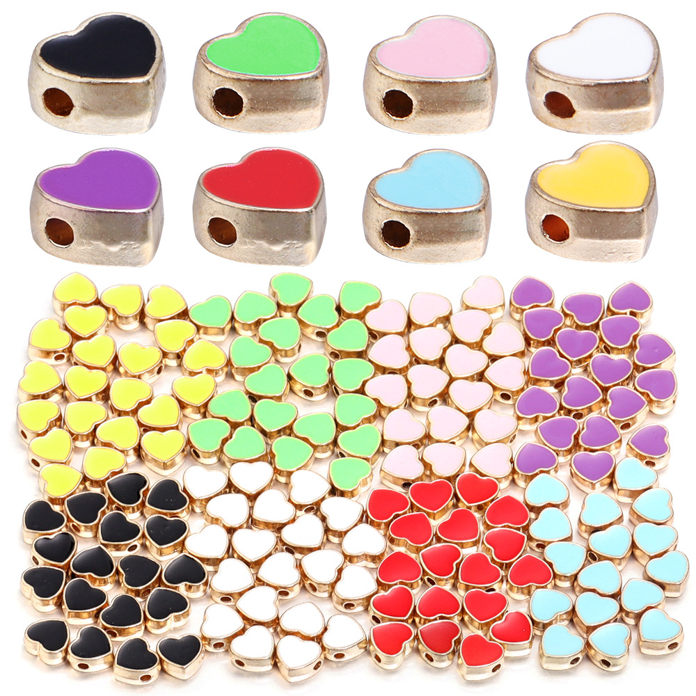 Beads Jewelry Making Type 10 PCS/Package Alloy Heart Shape DIY Jewelry Accessories Beads