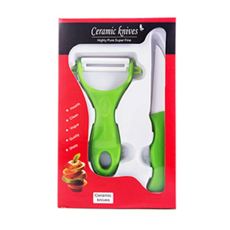 Dos juegos de cuchillos cerámicos sin mangas de cuchillo - caja (color aleatorio)