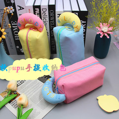 New waffle cosmetic bag ins simple student large capacity pencil bag ladies wrist bag storage belt