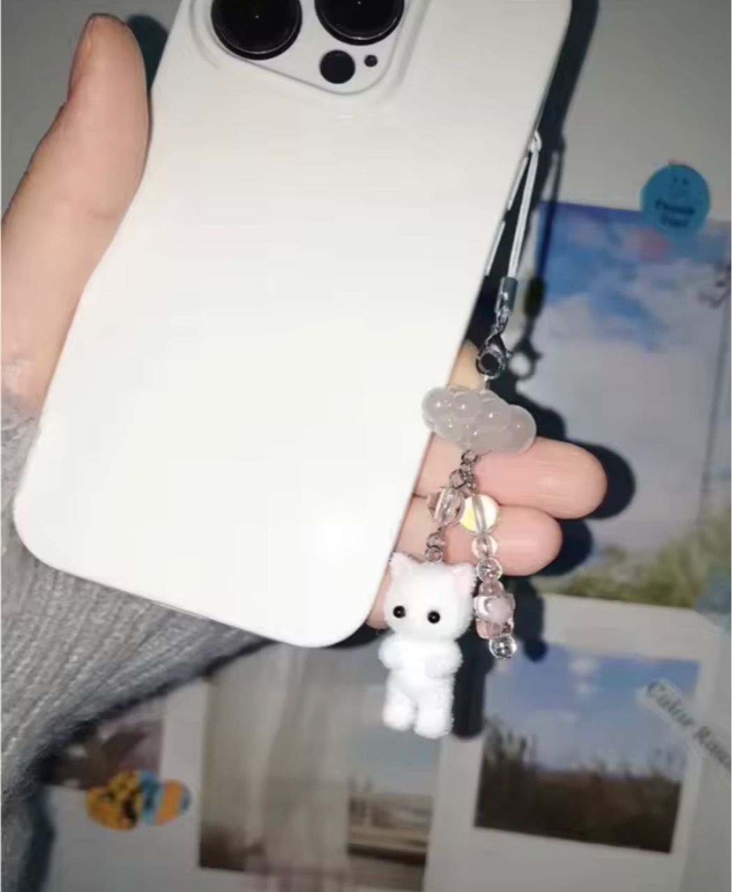Casual, Daily Occasion Flocking Material Cute Animal Cat Flocking Unisex Bag Pendant Keychain