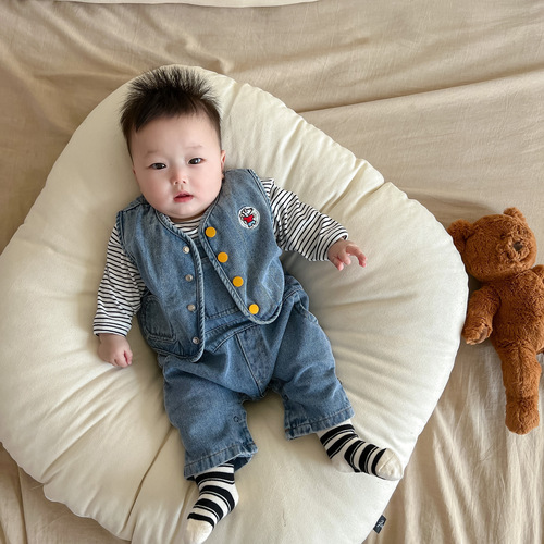 Baby vest vest outer wear spring and autumn fashionable male and female baby casual denim vest vest jacket versatile spring