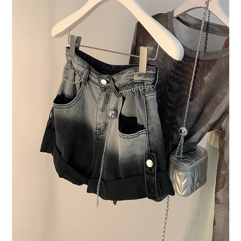 Summer New Style A-Line Denim Shorts for Women 2026 High-Waisted Slimming Versatile Wide-Leg Pants That Make Legs Look Longer, Suitable for Commuting